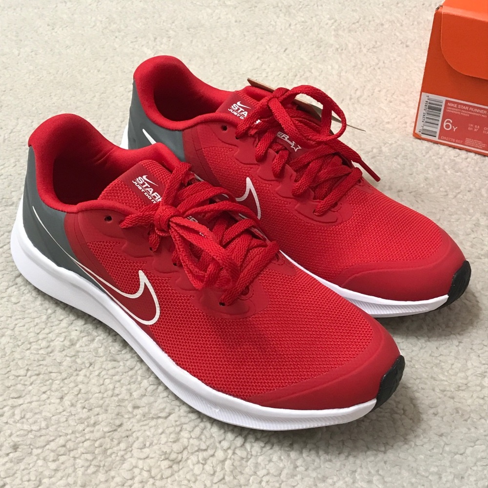 Nike Red Running Shoes Star Runner 3 Sneakers Size 6Y